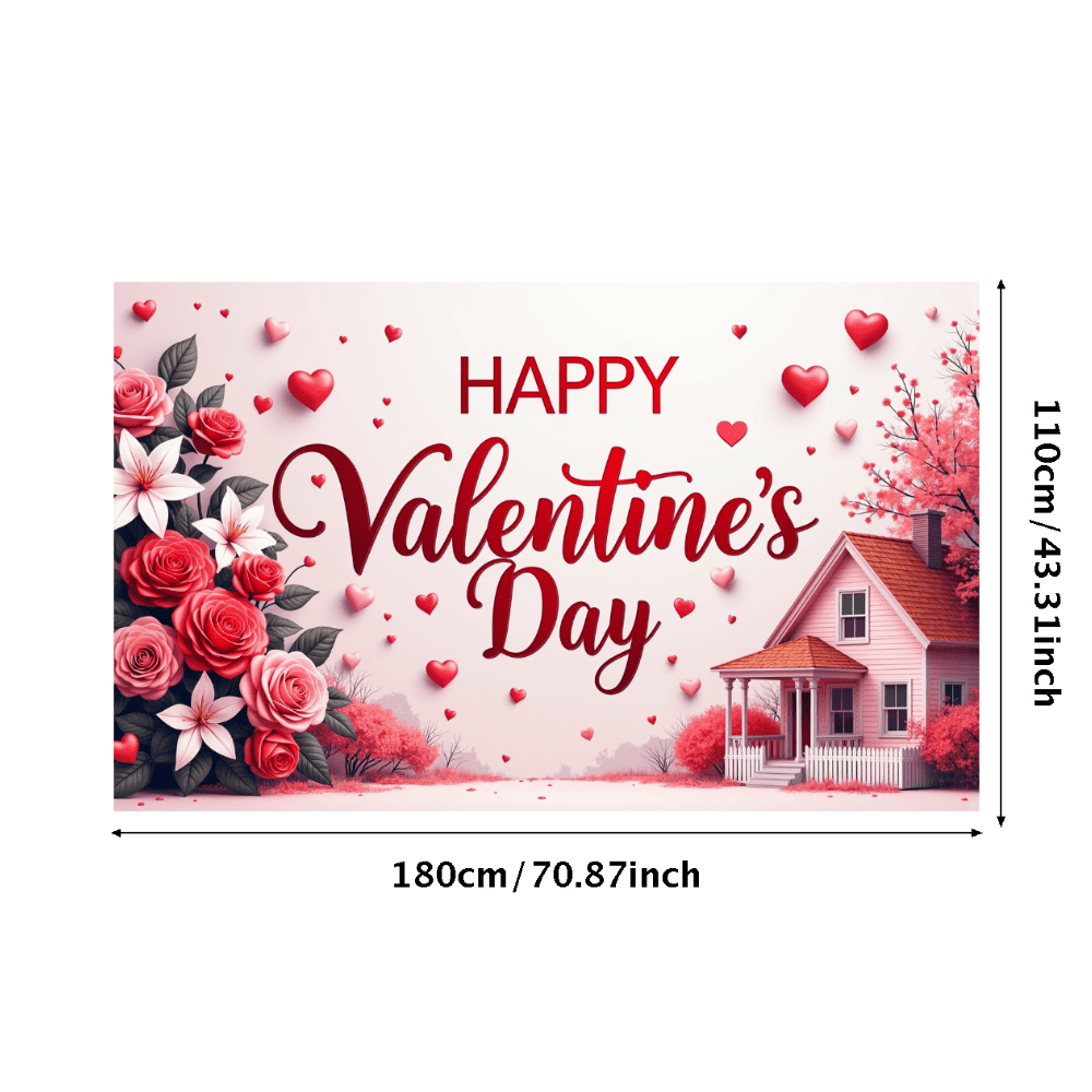 LUUFILx Valentine's Day Backdrop Romantic Heart Roses Party Supplies ...