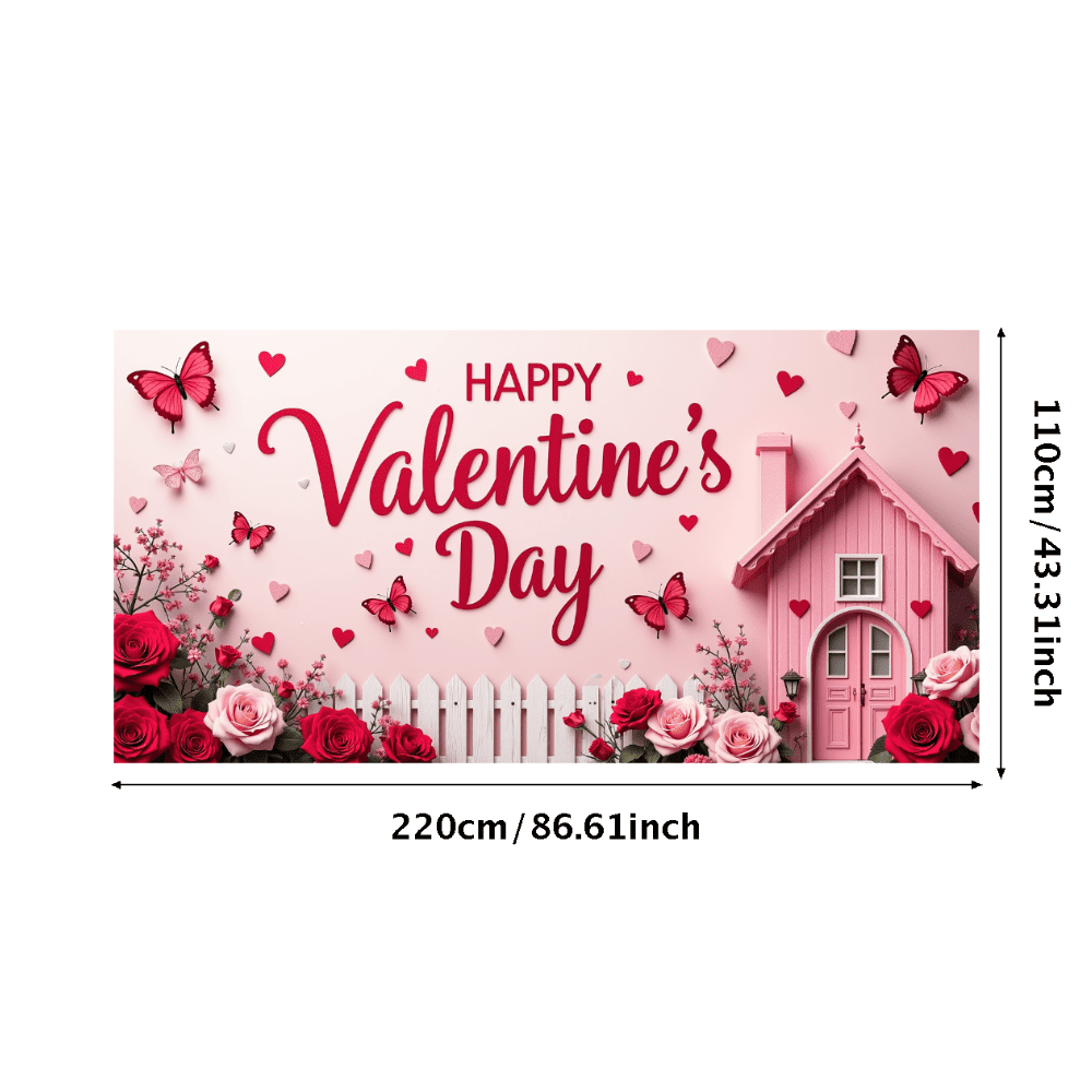 LUUFILx Valentine's Day Backdrop Romantic Heart Roses Party Supplies ...