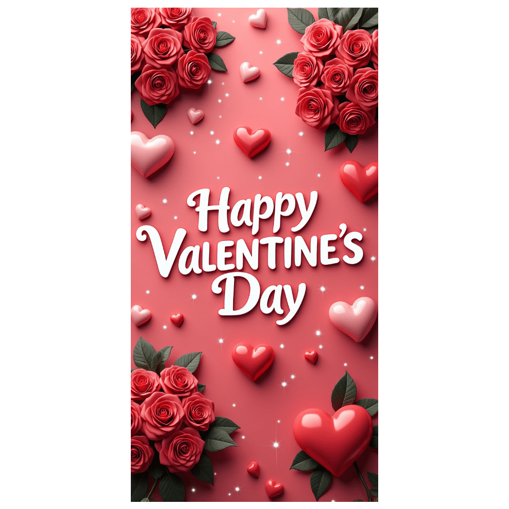 LUUFILx Valentine's Day Backdrop Romantic Heart Roses Party Supplies ...