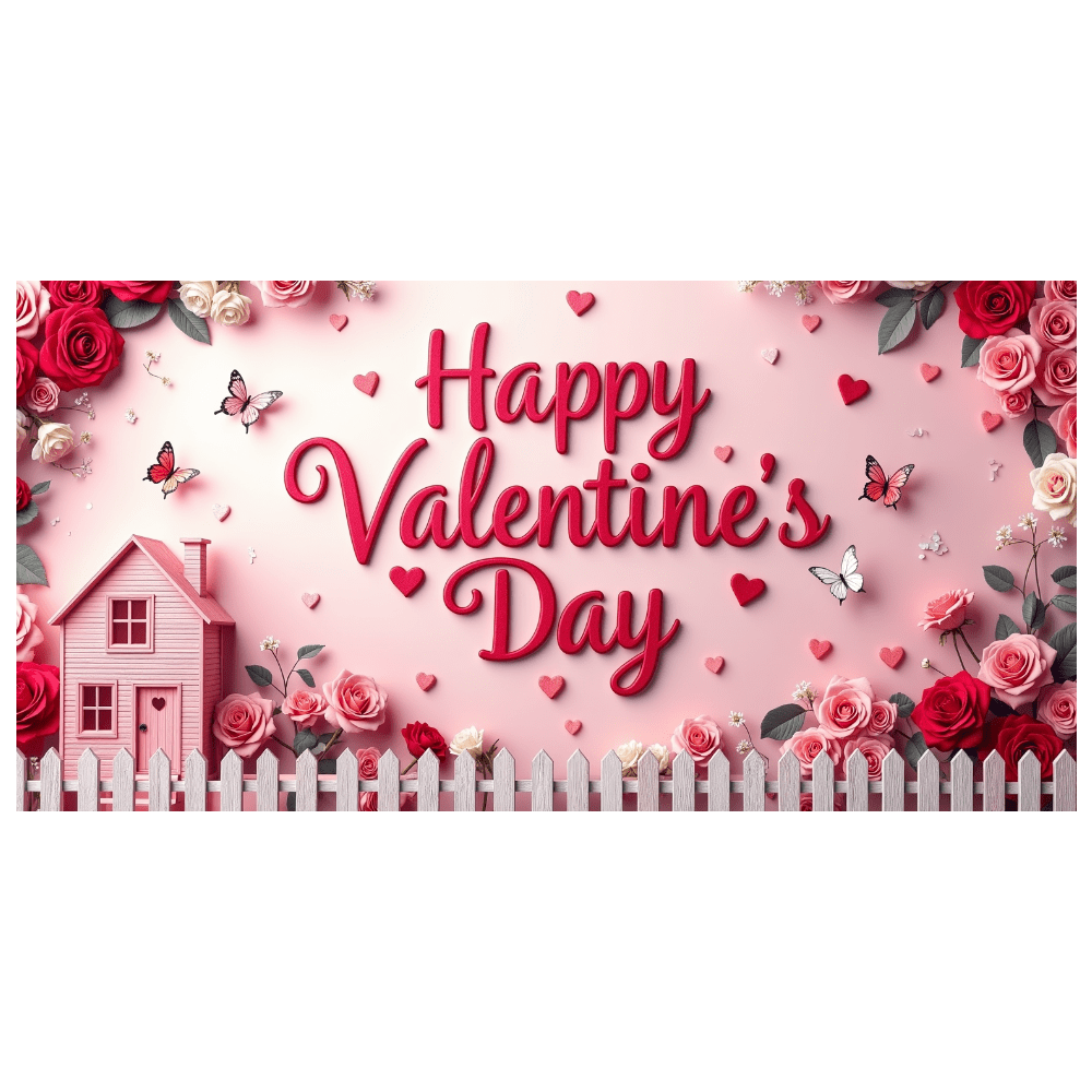 LUUFILx Valentine's Day Backdrop Romantic Heart Roses Party Supplies ...