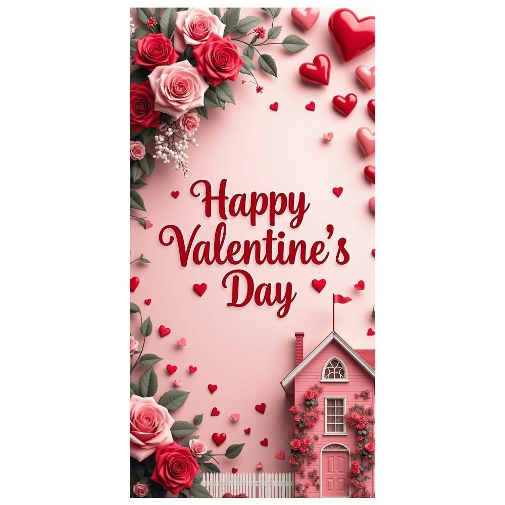 LUUFILx Valentine's Day Backdrop Romantic Heart Roses Party Supplies ...