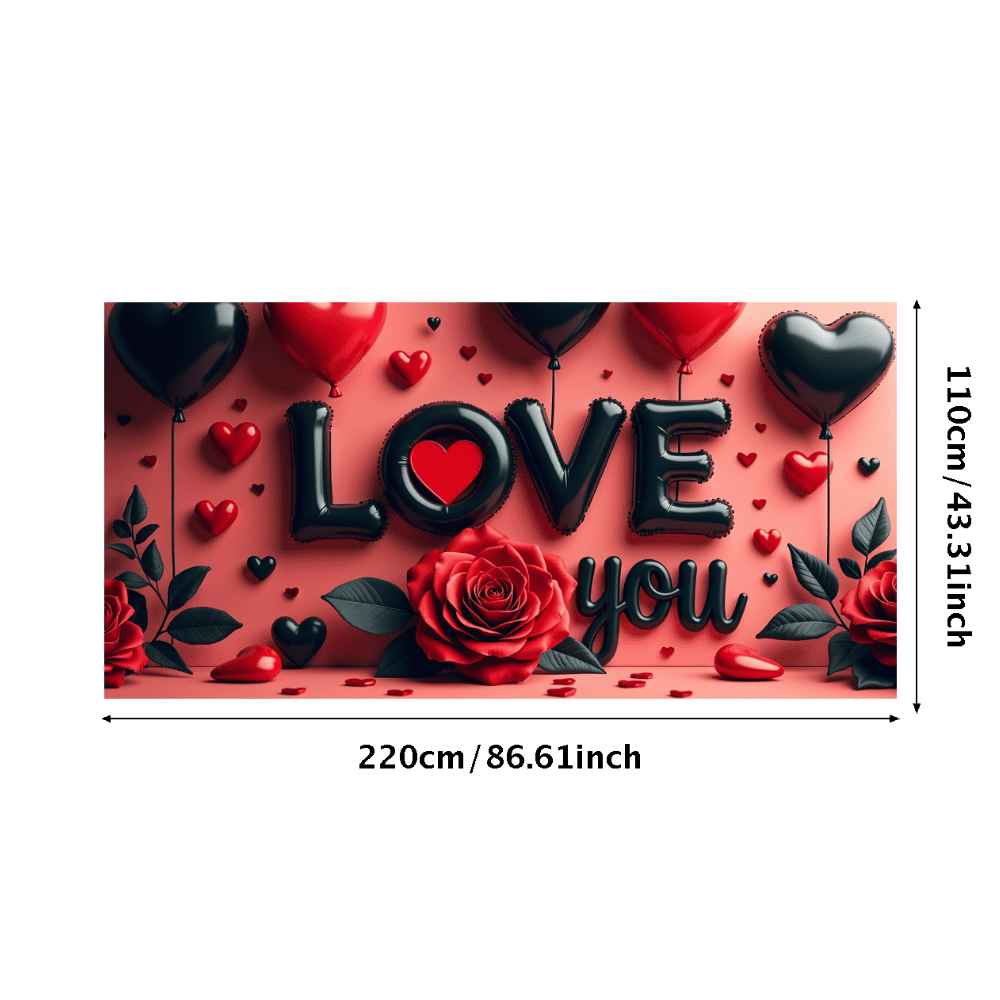 LUUFILx Valentine's Day Banner Romantic Backdrop with I Love You Heart ...
