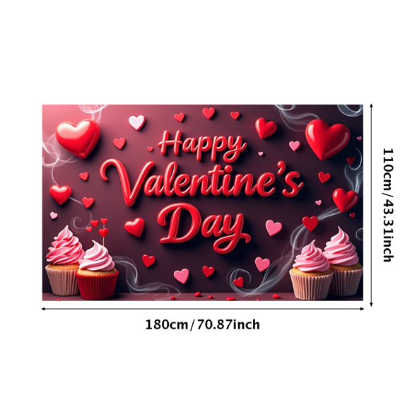 LUUFILx Valentine's Day Celebration Backdrop Heart Decorations Photography Props Romantic Party Supplies Banner Background Wedding Decor