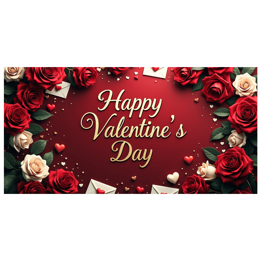 LUUFILx Valentine's Day Decoration Romantic Rose Heart Banner for Party ...