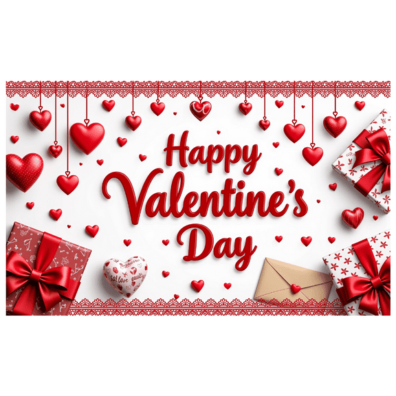 LUUFILx Valentine's Day Decorative Banner Valentine's Backdrop Photography Props Events Anniversaries Party Supplies Romantic Gifts Wall Decorations