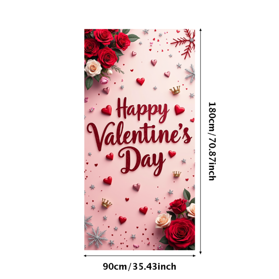 LUUFILx Valentine's Day Floral Romantic Backdrop Banner for Party Supplies Decorations Photography Props Event Background Celebrations Love Celebration