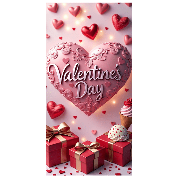 LUUFILx Valentine's Day Heart Shaped Banner Background for Party Decorations Romantic Backdrop Celebration Decors Gift Props Photography Valentine's