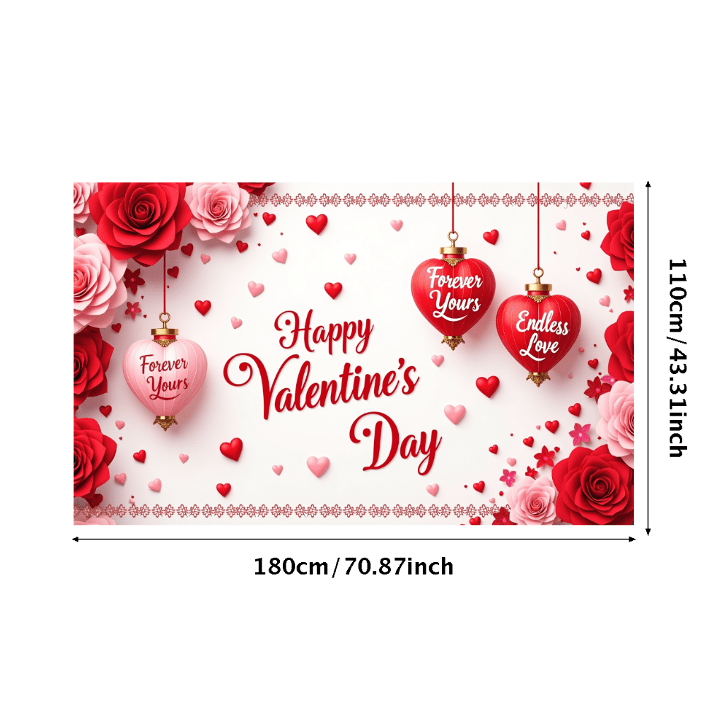 LUUFILx Valentine's Day Heart Themed Backdrop Banner Romantic Love ...