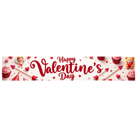 LUUFILx Valentine's Day Love Backdrop Cupid Heart Banner Wedding Party Decoration Celebration Photography Prop Romantic Background