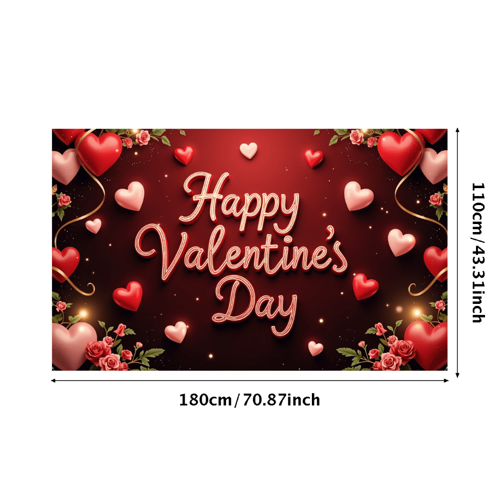 LUUFILx Valentine's Day Love Banner Backdrop with Hearts and Roses ...