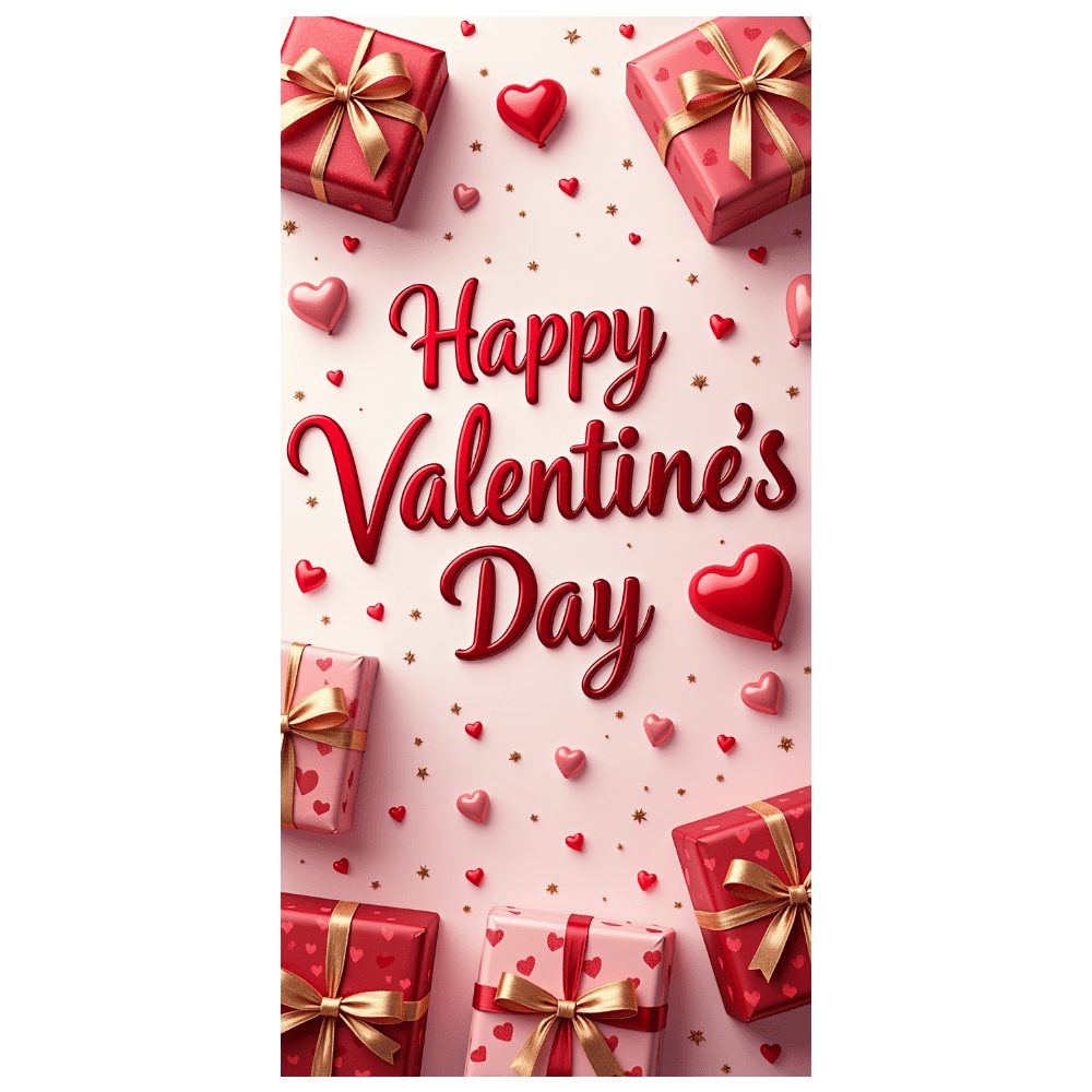 LUUFILx Valentine's Day Red Heart and Gift Backdrop Banner Background ...