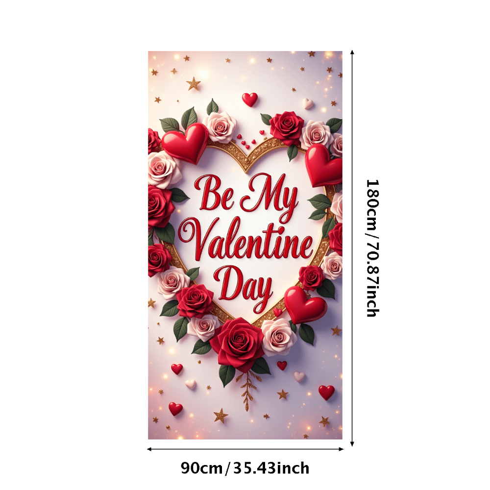 LUUFILx Valentine's Day Romantic Backdrop Banner Heart Roses Party ...