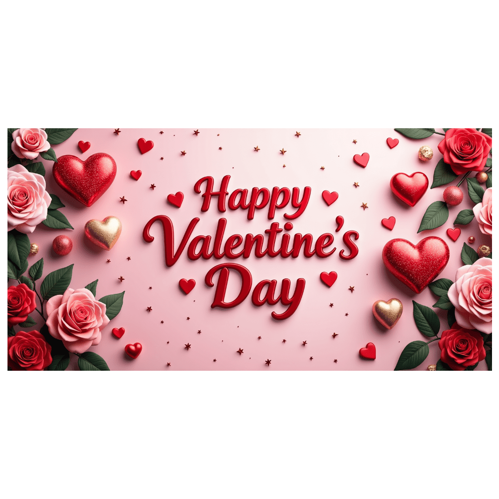 LUUFILx Valentine's Day Romantic Backdrop Roses Chocolate Hearts Banner ...