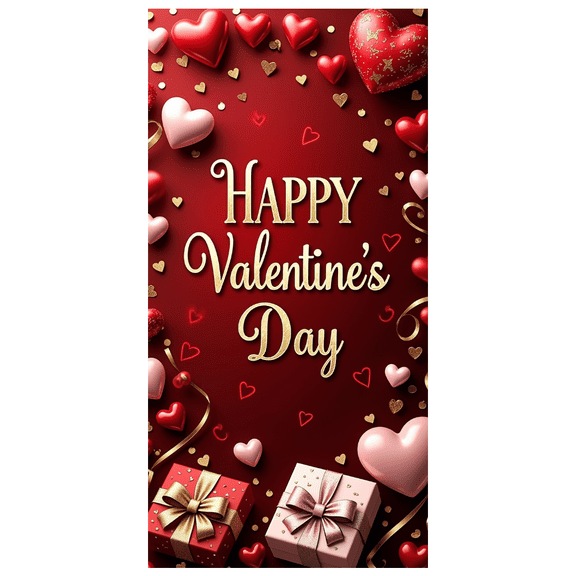 LUUFILx Valentine's Day Romantic Backdrop Roses Chocolate Hearts Banner Event Decorations Party Supplies Photography Props Celebration Background