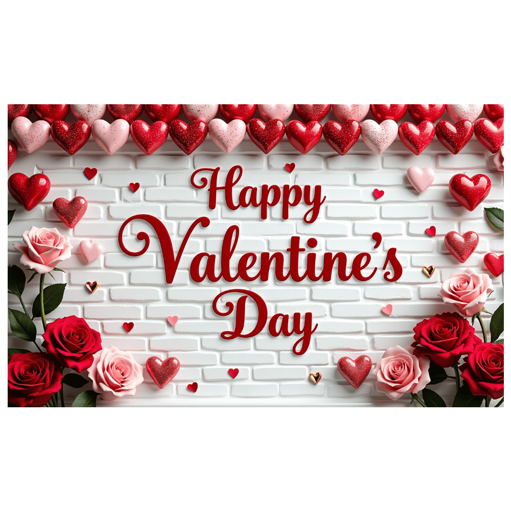 LUUFILx Valentine's Day Romantic Backdrop Roses Chocolate Hearts Banner ...