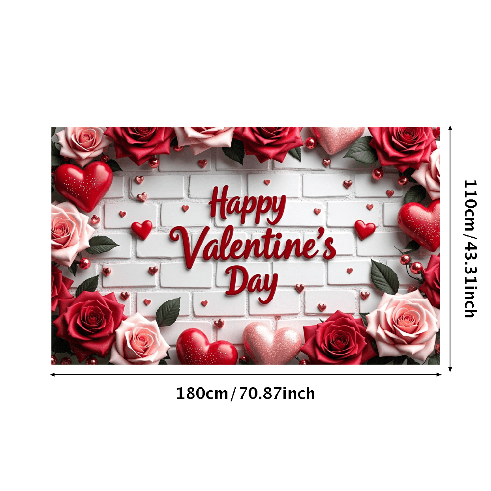 LUUFILx Valentine's Day Romantic Backdrop Roses Chocolate Hearts Banner ...