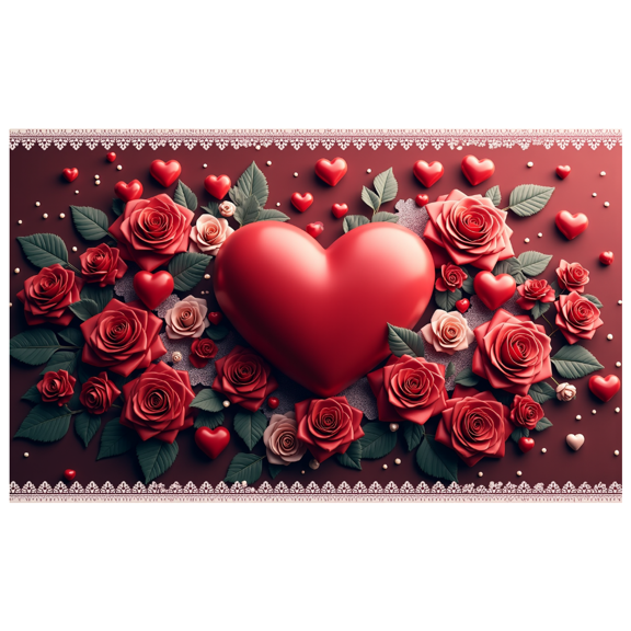 LUUFILx Valentine's Day Romantic Roses String Lights Photography Backdrop Decorations Heart Props Background Party Supplies Wedding Decor Banner