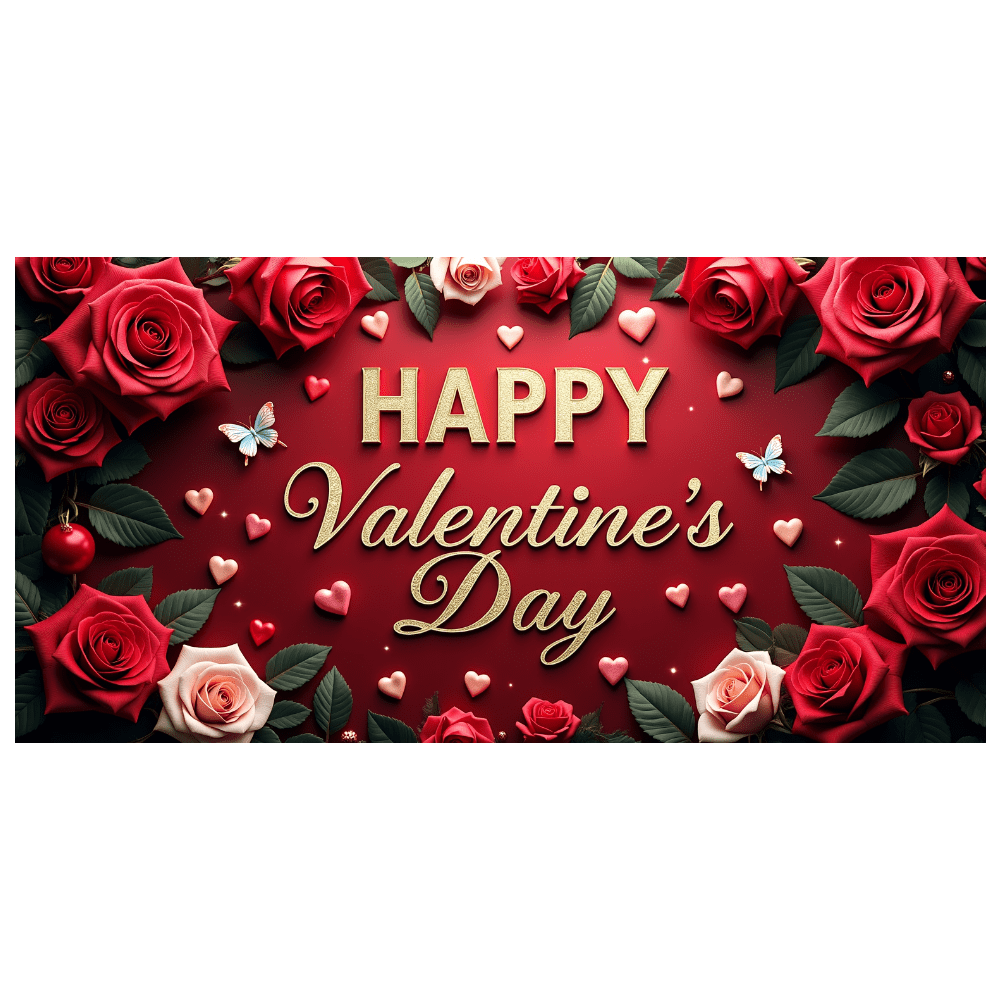 LUUFILx Valentines Day Backdrop Rose Heart Background Banner Romantic ...