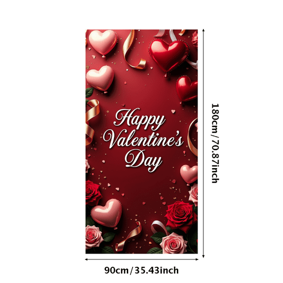 LUUFILx Valentines Day Backdrop Rose Heart Background Banner Romantic Decorations Party Supplies Photography Props Celebration Decor