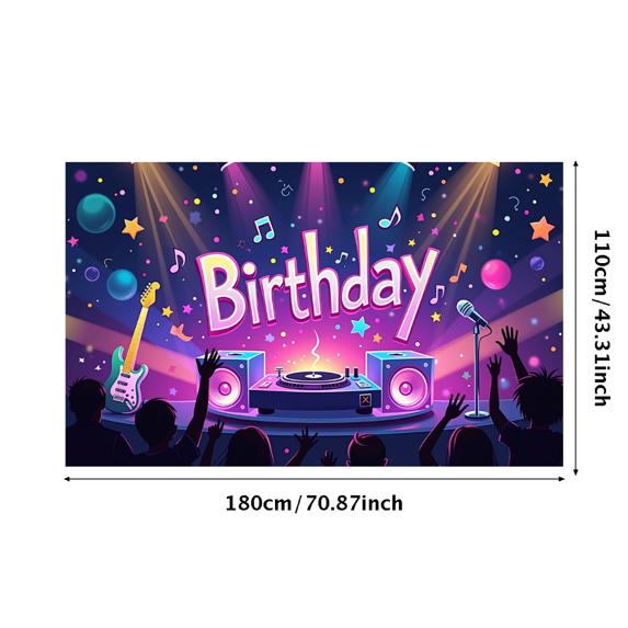 LUUFILx Vibrant Music Themed Birthday Background Banner Party Supplies Photography Props Backdrop