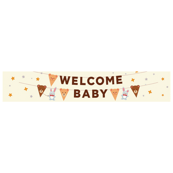 LUUFILx Welcome Baby Banner Backdrop Decoration for Baby Shower Party Supplies Cute Animal Theme Photography Props Background Newborn Celebration Decor