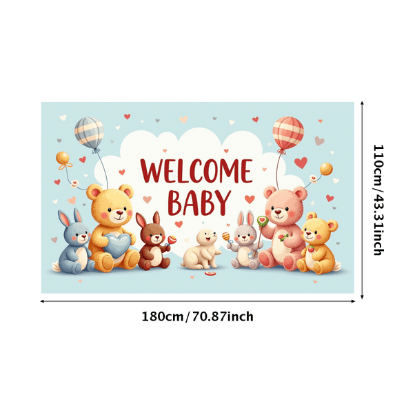 LUUFILx Welcome Baby Banner Backdrop Decoration for Baby Shower Party Supplies Cute Animal Theme Photography Props Background Newborn Celebration Decor