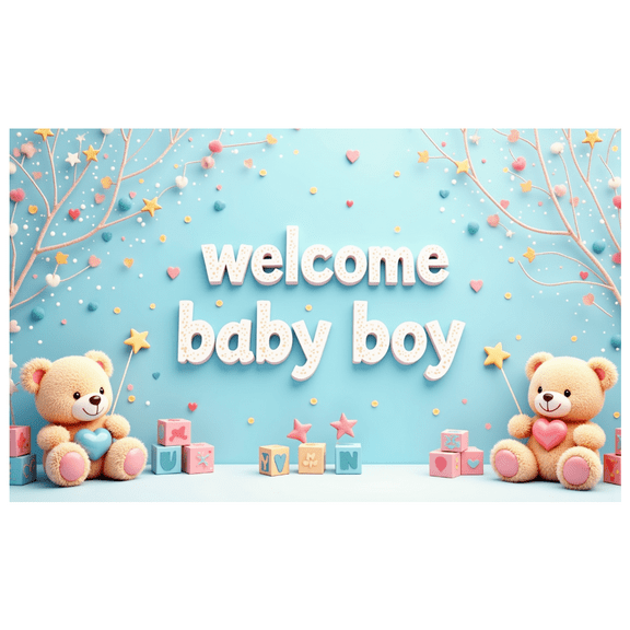 LUUFILx Welcome Baby Boy Backdrop Banner Nursery Shower Decorations Party Supplies Photography Props Background Decor Celebration Event