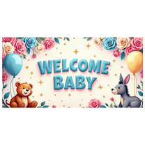 LUUFILx Welcome Baby Shower Backdrop Cute Baby Room Photography Props Decoration Event Background Banner Party Supplies Gender Reveal