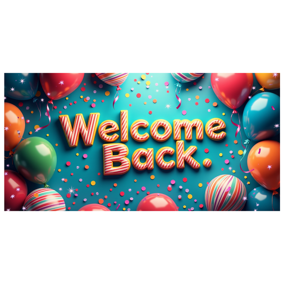 LUUFILx Welcome Back Banner Colorful Confetti Balloons Decorative Background Party Supplies Event Backdrop Celebration Welcome Banner Photography Props