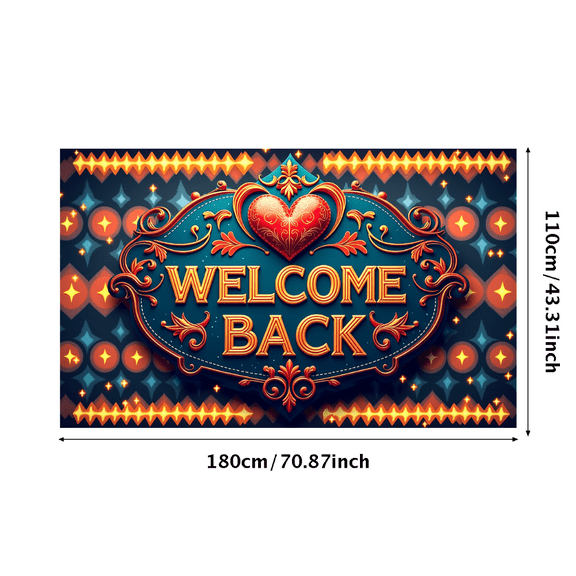 LUUFILx Welcome Back Banner Decorative Backdrop Background Heart Design Party Supplies Home Decor Photography Props Welcome Back Decorations Indoor Outdoor Banner