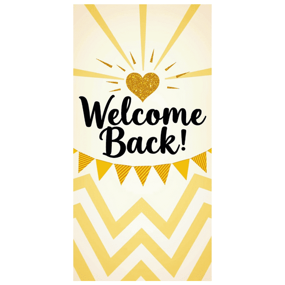 LUUFILx Welcome Back Banner Glitter Gold Heart Backdrop Party Supplies Decoration Event Background Photography Props School Office Reunion