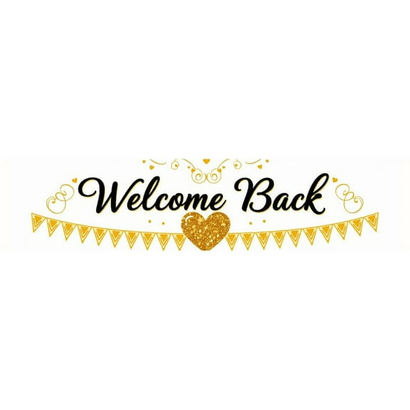 LUUFILx Welcome Back Banner Glitter Gold Heart Backdrop Party Supplies Decoration Event Background Photography Props School Office Reunion