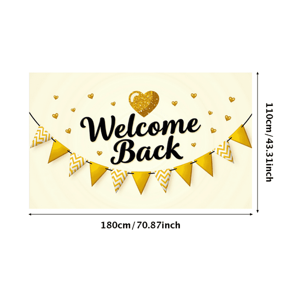 LUUFILx Welcome Back Banner Glitter Heart Chevron Flags Party Decoration Backdrop Event School Office Homecoming Background Holiday Celebration Decor