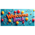 thumbnail image 1 of LUUFILx Welcome Back Banner Gradient Heart Stars Party Decoration Background Backdrop for Office Classroom Event Photography Celebration Decors, 1 of 8