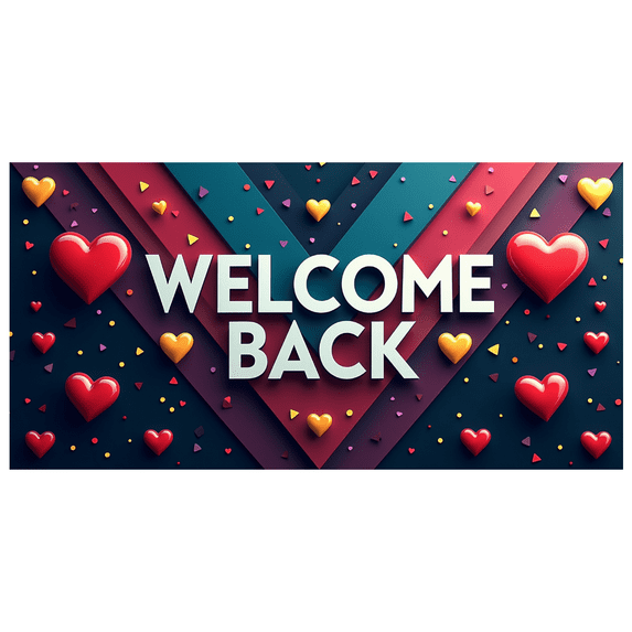 LUUFILx Welcome Back Banner Heart Decorative Background with Balloons for Party Supplies Office Event Celebration Occasion Backdrop Festive Decorations