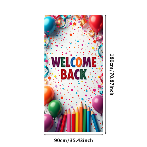 LUUFILx Welcome Back Banner for Office School Decorations with Balloons Colorful Pencils Party Supplies and Festive Backdrop for Event Celebration Classroom Decor