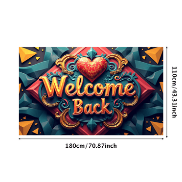 LUUFILx Welcome Back Banner Vibrant Heart Design Backdrop Decorative Sign Party Supplies Event Decor Reusable Welcome Decorations Home Office School