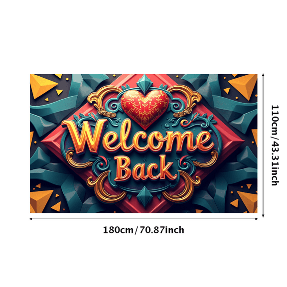 LUUFILx Welcome Back Banner Vibrant Heart Design Backdrop Decorative Sign Party Supplies Event Decor Reusable Welcome Decorations Home Office School