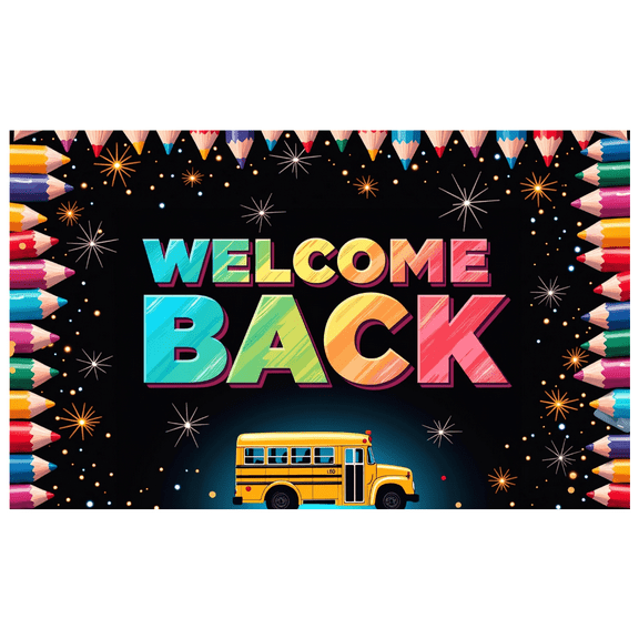 LUUFILx Welcome Back Classroom Banner School Decorations Colorful Pencil Party Backdrop Event Back to School Supplies Educational Photography Background