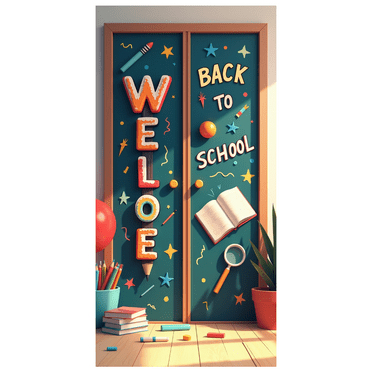 LUUFILx Welcome Back to School Banner Classroom Door Decoration Learning Supplies Backdrop Creative School Supplies Educational Theme Party Props Decor