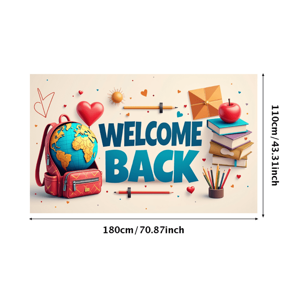 LUUFILx Welcome Back School Banner Decoration Backdrop Classroom Party Supplies Photography Props Decoration Background Bulletin Board Classroom Decor