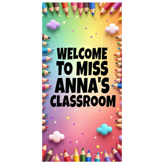 LUUFILx Welcome Classroom Backdrop Banner Pencil Theme Kindergarten Background Teacher Decoration School Supplies Party Photography Props