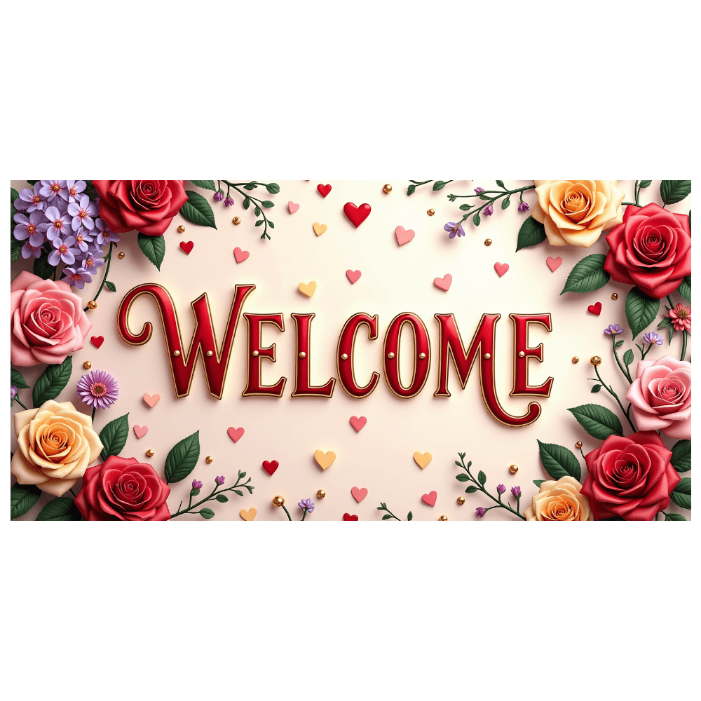 LUUFILx Welcome Heart Shaped Rose Floral Welcome Banner Romantic ...