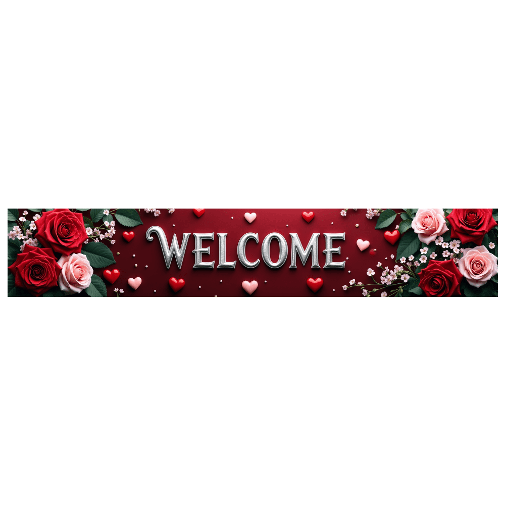 LUUFILx Welcome Heart Shaped Rose Floral Welcome Banner Romantic ...