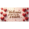 thumbnail image 1 of LUUFILx Welcome To The Team Banner Red Heart Design Decoration Ribbon Welcome Party Background Photo Props Backdrop Office Event New Job Orientation Celebration, 1 of 8