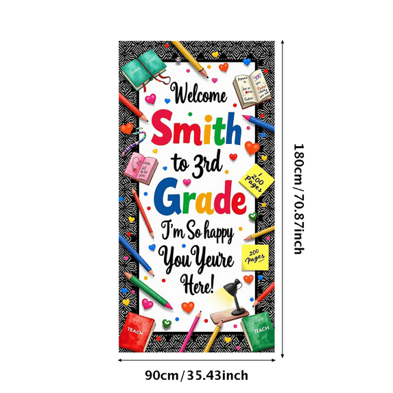 LUUFILx Welcome to 3rd Grade Backdrop Banner Classroom Decoration for School Entrance Photo Background Teacher Appreciation Event Supplies