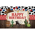 thumbnail image 1 of LUUFILx Western Cowboy Birthday Backdrop Happy Birthday for Boy Party Decorations Banner Rustic West Rodeo Boot Country Birthday Photography Background Photo Booth Props, 1 of 7