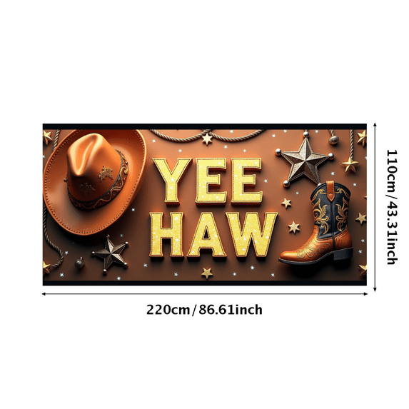 LUUFILx Western Cowboy Theme Backdrop Vintage Rustic Boot Hat Badge Party Decoration Photography Prop Banner for Birthday Western Party Supplies Celebration