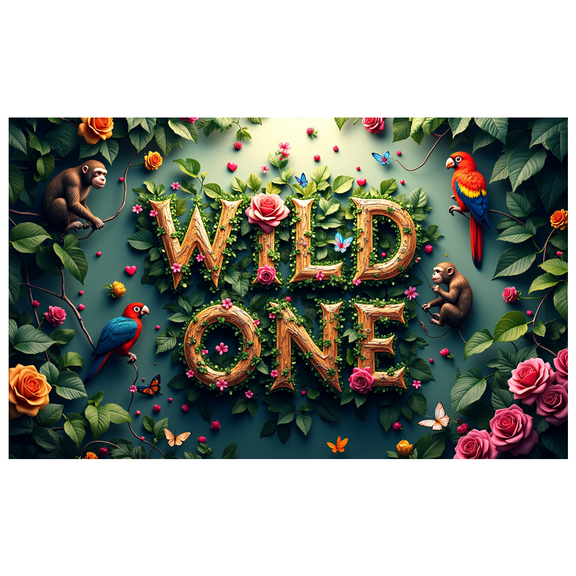 LUUFILx Wild One Floral Backdrop Birthday Background Banner Decoration Party Supplies Photography Props Kids Event