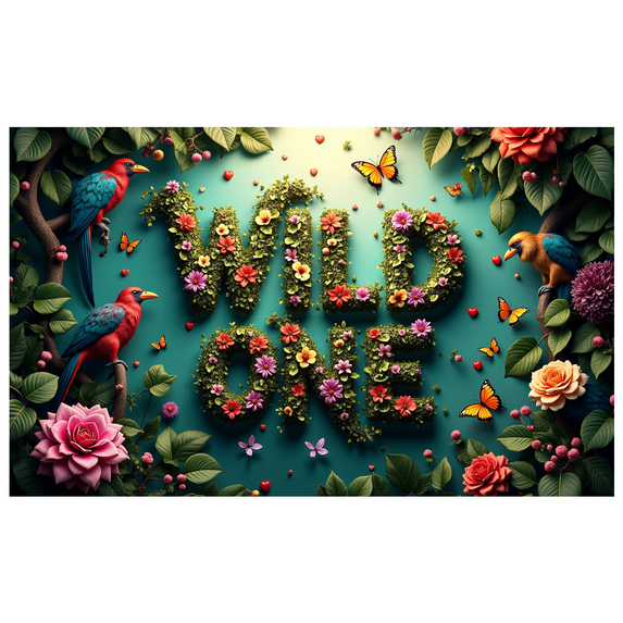 LUUFILx Wild One Floral Backdrop Birthday Background Banner Decoration Party Supplies Photography Props Kids Event